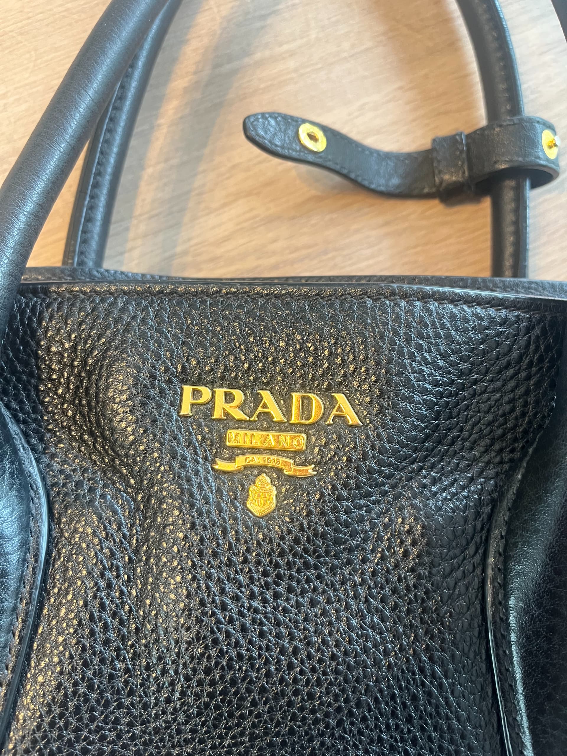 Prada Black Leather 2 ways Bag, Luxury, Bags & Wallets on Carousell